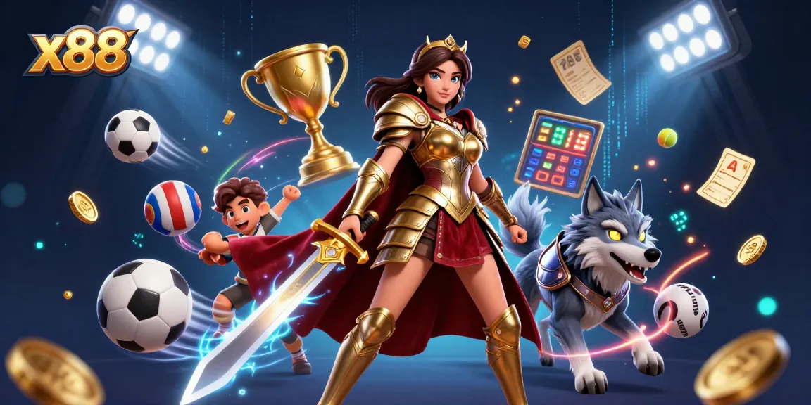 x88 offers thrilling gaming action with a warrior queen, dynamic sports elements, and vibrant energy.