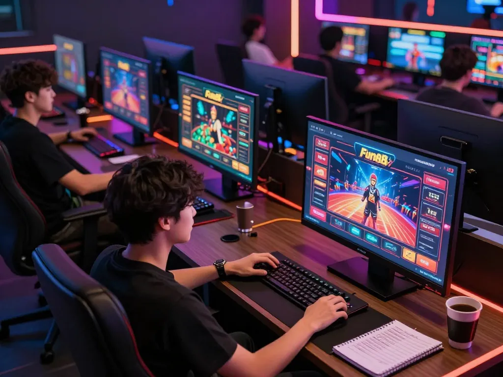 Engage with Fun88 casino gaming on multiple screens, showcasing vibrant online gameplay.