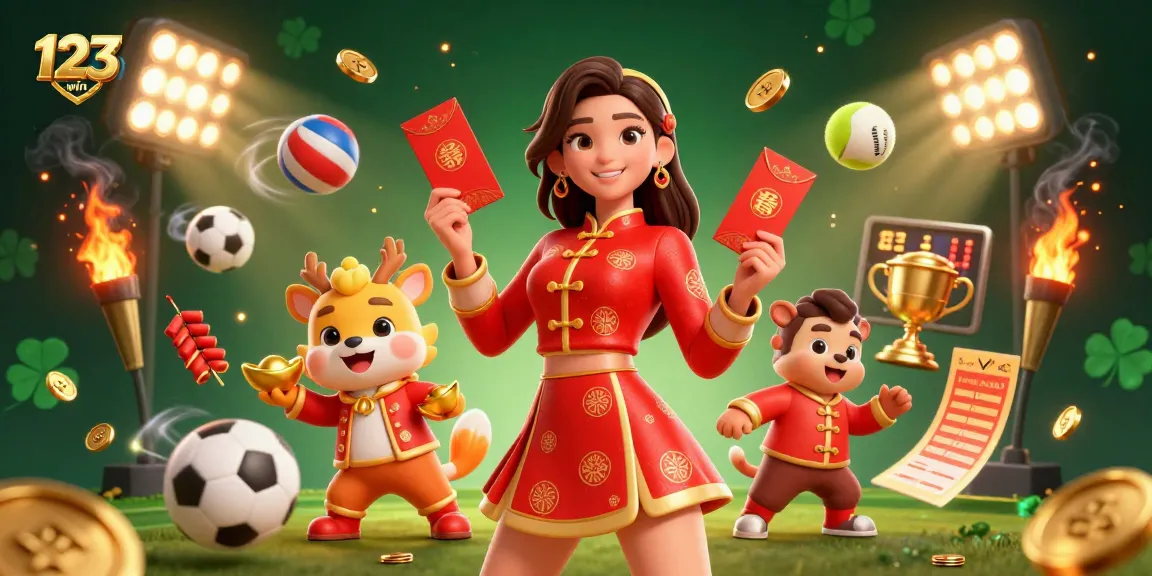 Experience the thrilling world of 123win with dynamic sports elements and vibrant celebrations.