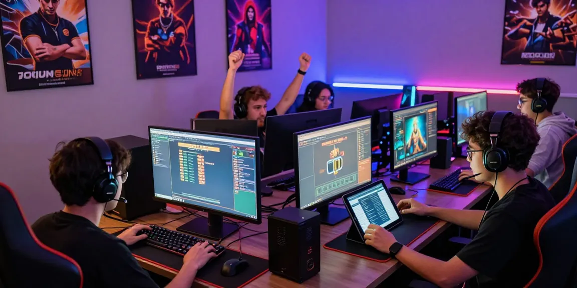 Suasana gaming online dengan pemain merayakan kemenangan dalam ratutogel.