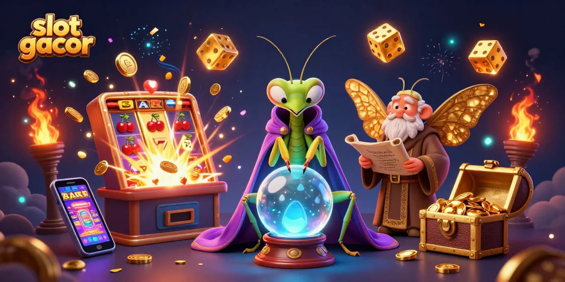 Engage with slot gacor in a vibrant casino adventure illustrated with colorful characters and dynamic games.