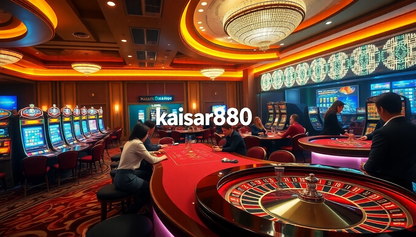 Kaisar888's exciting casino experience with luxurious tables and vibrant slot machines.