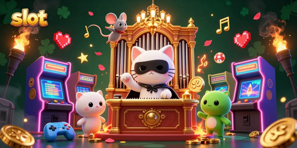 Slot yang menarik dengan kucing 3D dan mesin permainan mengelilingi, menghasilkan pengalaman kasino menawan.