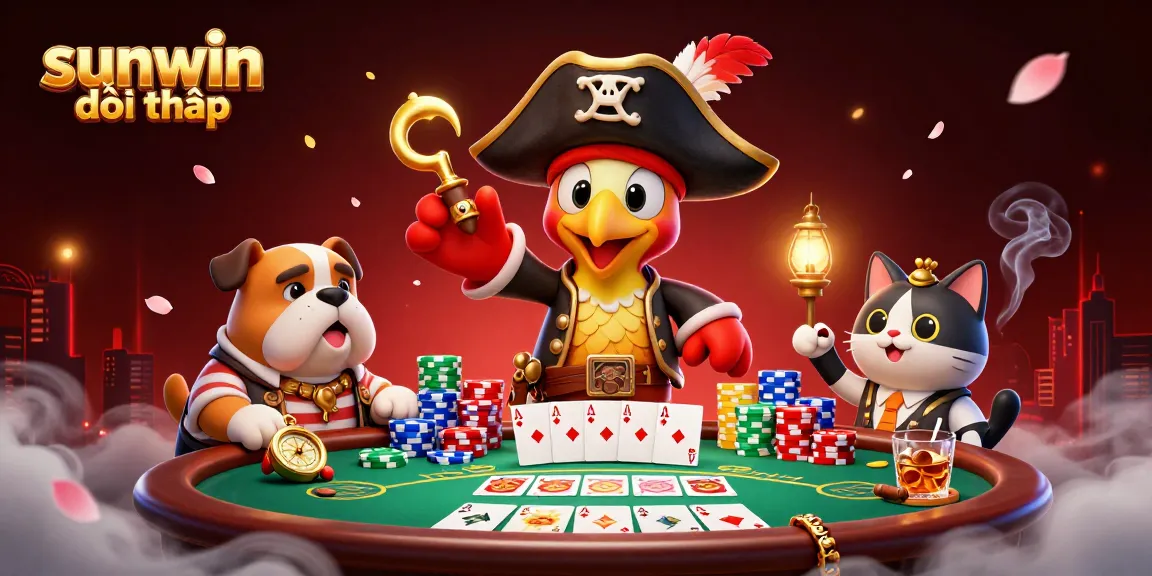 Experience sunwin đổi thưởng with a vibrant pirate-themed poker scene full of energy and detail.