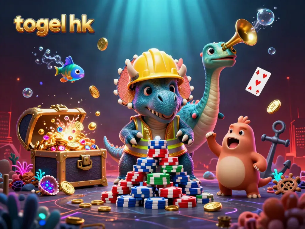 Permainan togel hk dengan triceratops membangun piramida chip poker dan perayaan parasaurolophus.