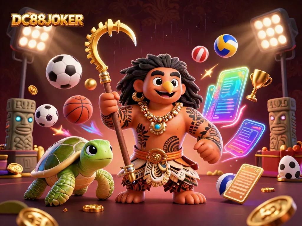 Experience thrilling gameplay with DC88JOKER as a Maui-style hawk and turtle enjoy dynamic betting action.
