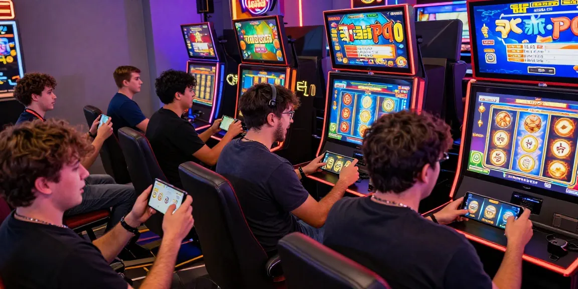 Excited players enjoying situs toto slot games in a dynamic gaming environment.