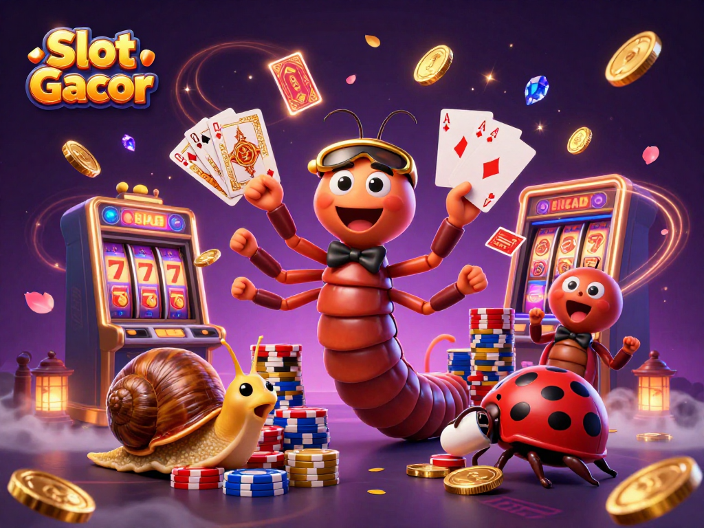 Engage with Slot Gacor while playing colorful poker chips and vibrant slot machine reels.