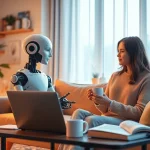 Engaging scene showcasing a user interacting with their crush ai companion in a cozy living room.