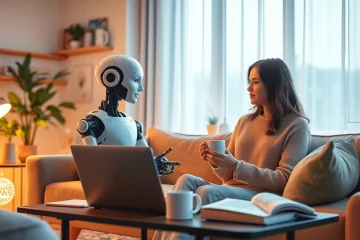 Engaging scene showcasing a user interacting with their crush ai companion in a cozy living room.