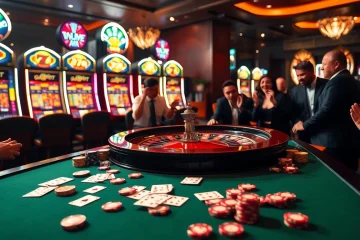 Excited gamers celebrating a win at the roulette table at 789f.com casino.