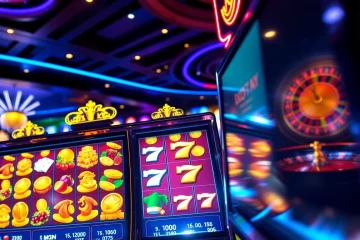 Experience the thrill of winning at Slot777 login, featuring exciting slot machines and vibrant casino lights.