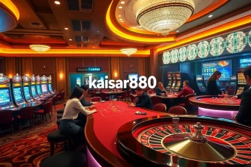 Kaisar888's exciting casino experience with luxurious tables and vibrant slot machines.