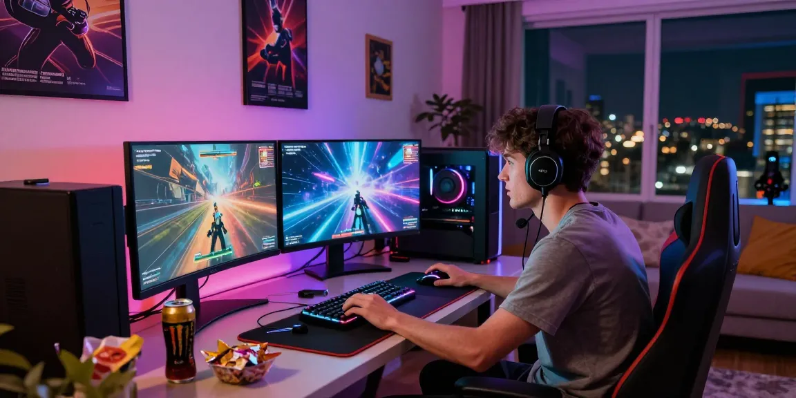 Gamer menikmati pengalaman bermain ligagalaxy dengan lingkungan yang futuristik dan penuh warna.